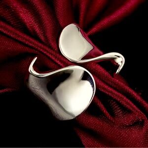New 925 Sterling Silver Wraparound Abstraction Band Style Ring Adjustable